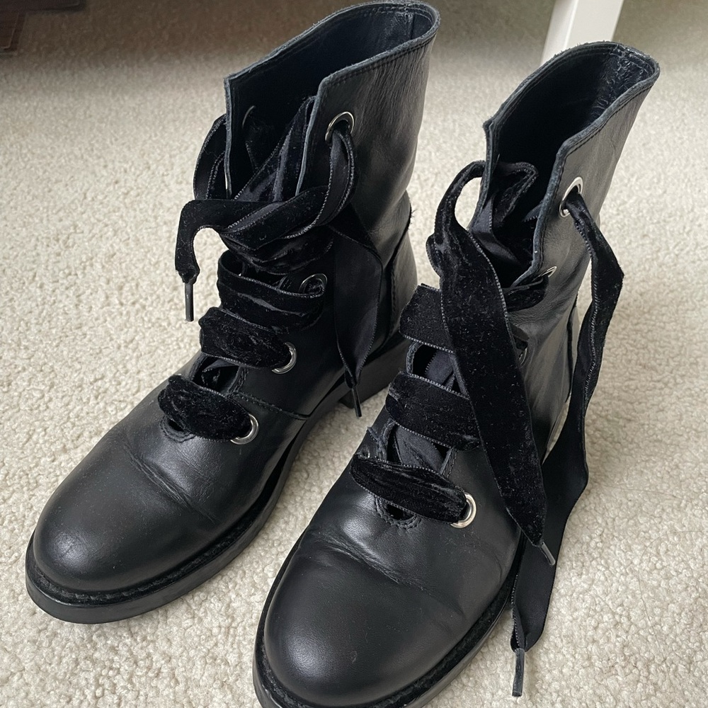 toral velvet lace up leather boots